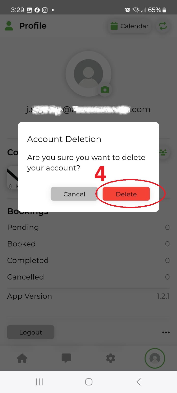Step 4: Confirm account deletion